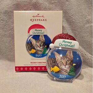 Hallmark Keepsake Meowy Christmas Cat Photo Holder Ornament 2017 Brand New